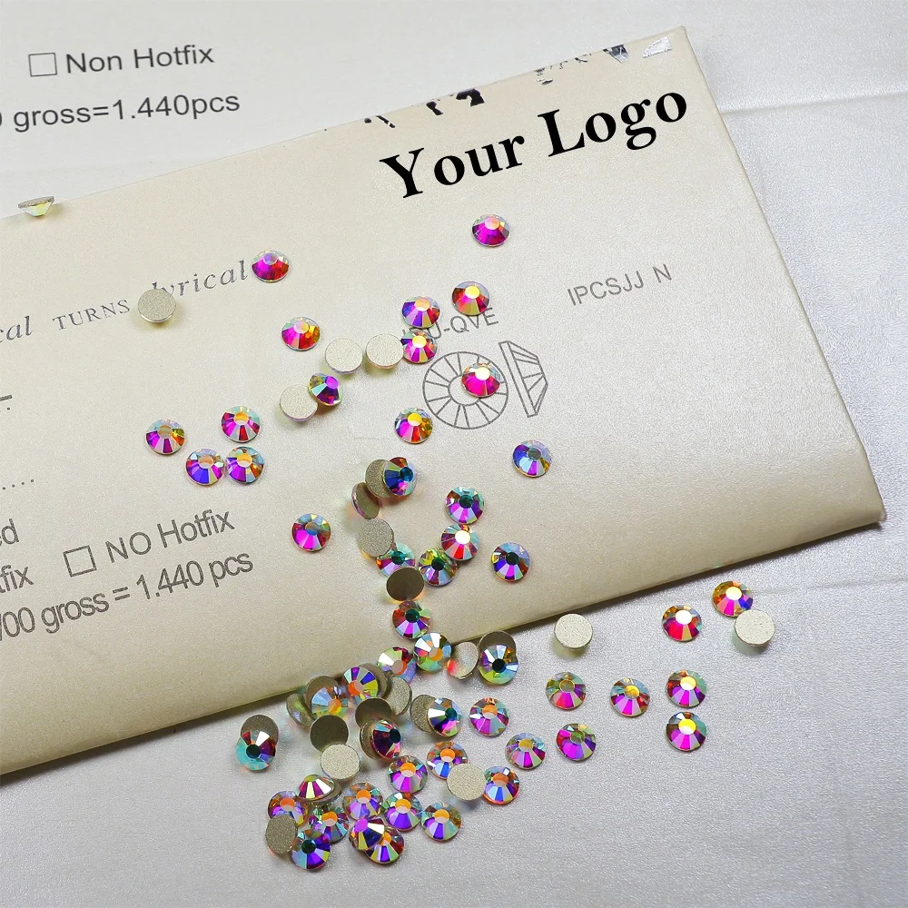 Yantuo Back SS10 SS20 Nail Strass Golden Crystal Glass for Tumblers Non Hotfix Rhinestone,flatback Eco-friendly AB 2 Bags