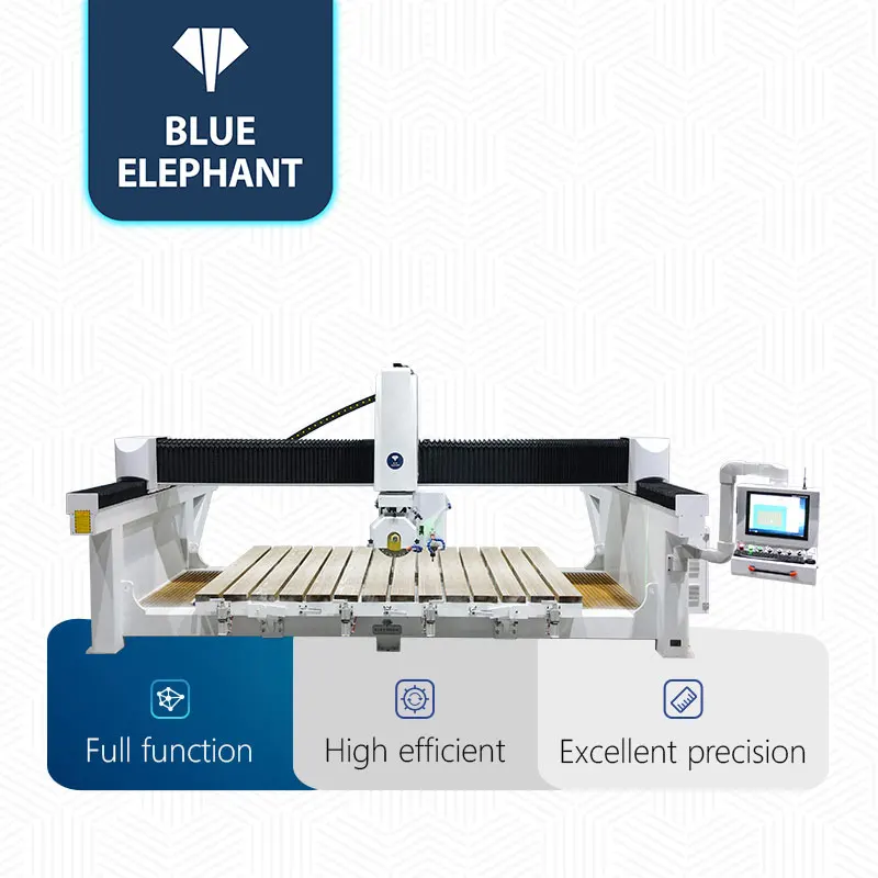 4 Axis CNC Bridge Saw Stone Slab Cutting Machine 3220 CNC Marble Quartz Kitchen Countertop Making Machine From Blue Elephant