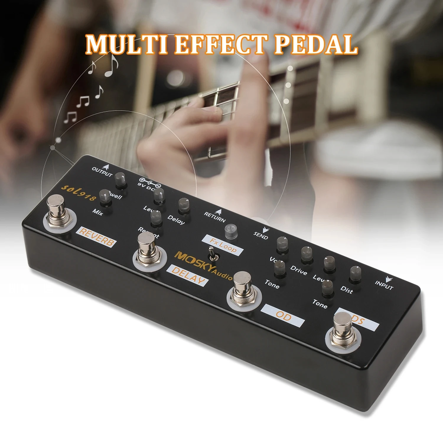 New Electric Guitar Effect Pedal Multi Effects Box For Bass Delay Distortion Overdrive Chorus True Bypass Switch Power Supply
