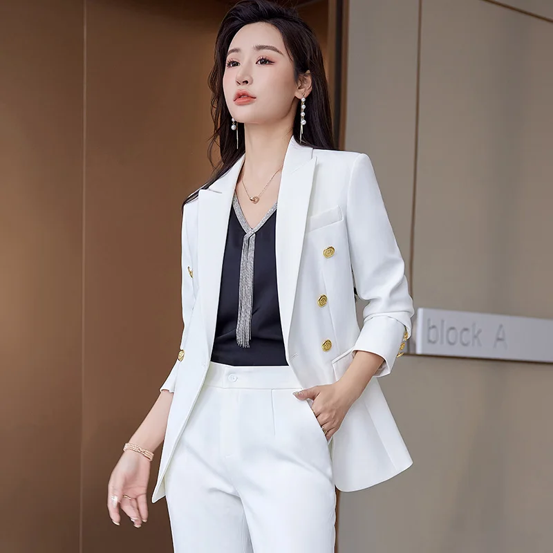 Rose Red Female Suit Jacket for Spring and Autumn New Professional & Leisure Host Wear with Button Decoration for Office