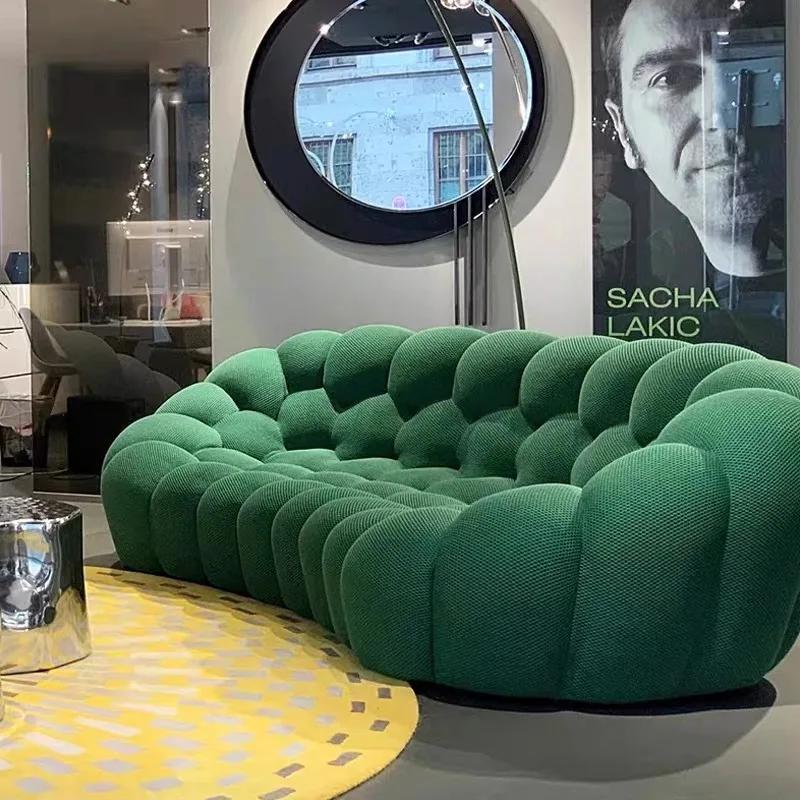 Factory Direct French fabric 1 2 3 seat sofa fabric armrest custom made high quality unique curved honeycomb fashion bubble sofa