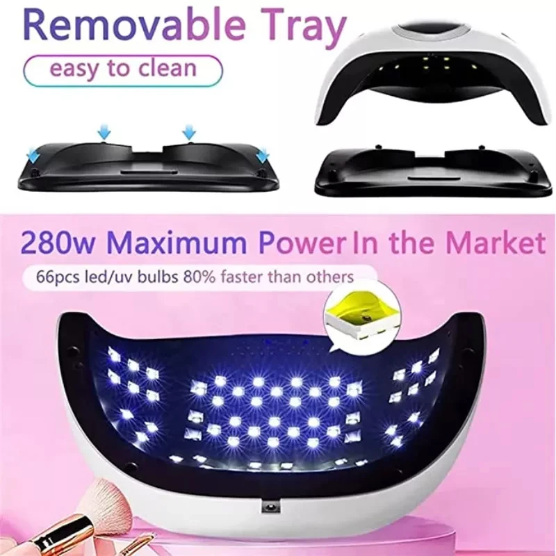 OEM Customized New Design 280w Sun X10 Max 66LEDS Smart Touch Quick Drying Professional Portable Nail Dryer Nail UV LED Lamp