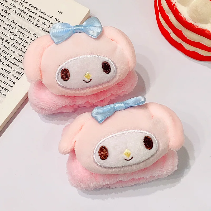 DHF178 New  Kuromi Cinnamoroll Doll Bow Hair Clip Girl Cartoon Melody Pompom Purin Hairpin Outdoor Clip Hair Accessories