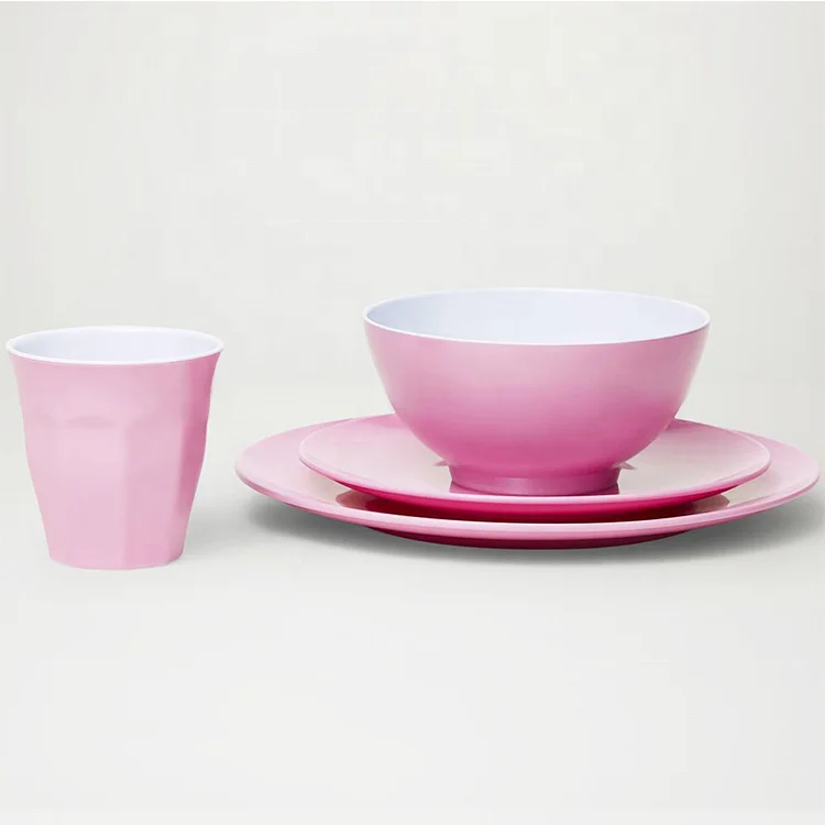 Set of 4 PCS Porcelain Festival Holiday Color Plastic Melamine Wedding Dinner Set
