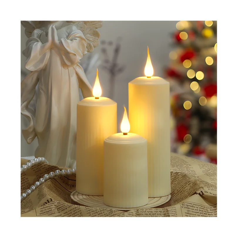 Modern Rechargeable Pillar Candles Type-C USB Charging Remote Control for Contemporary Home Styling