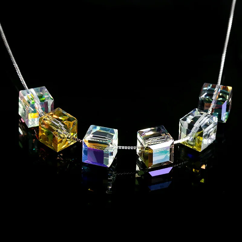 Wholesale shining square cube stick crystal  glass beads suger beads stones for jewelry Making accessories diy cube beads