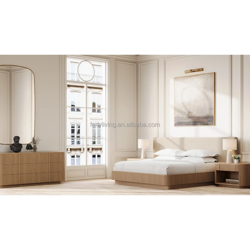 Ferly King Size Upholstered Headboards Double Size Upholstered Bed Wood Hotel Bed Frame