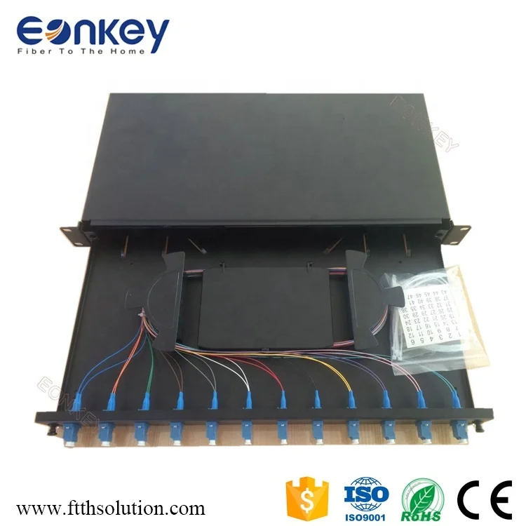 Manufacturer 24 ports sliding optical distribution frame ODF patch panel for communication