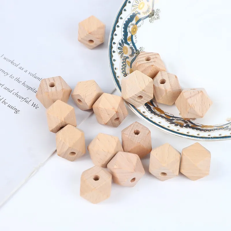 Wholesale Cheap Price Wooden angularity Octagon Bead Geometric Wood Beads beech wood octagonal beads