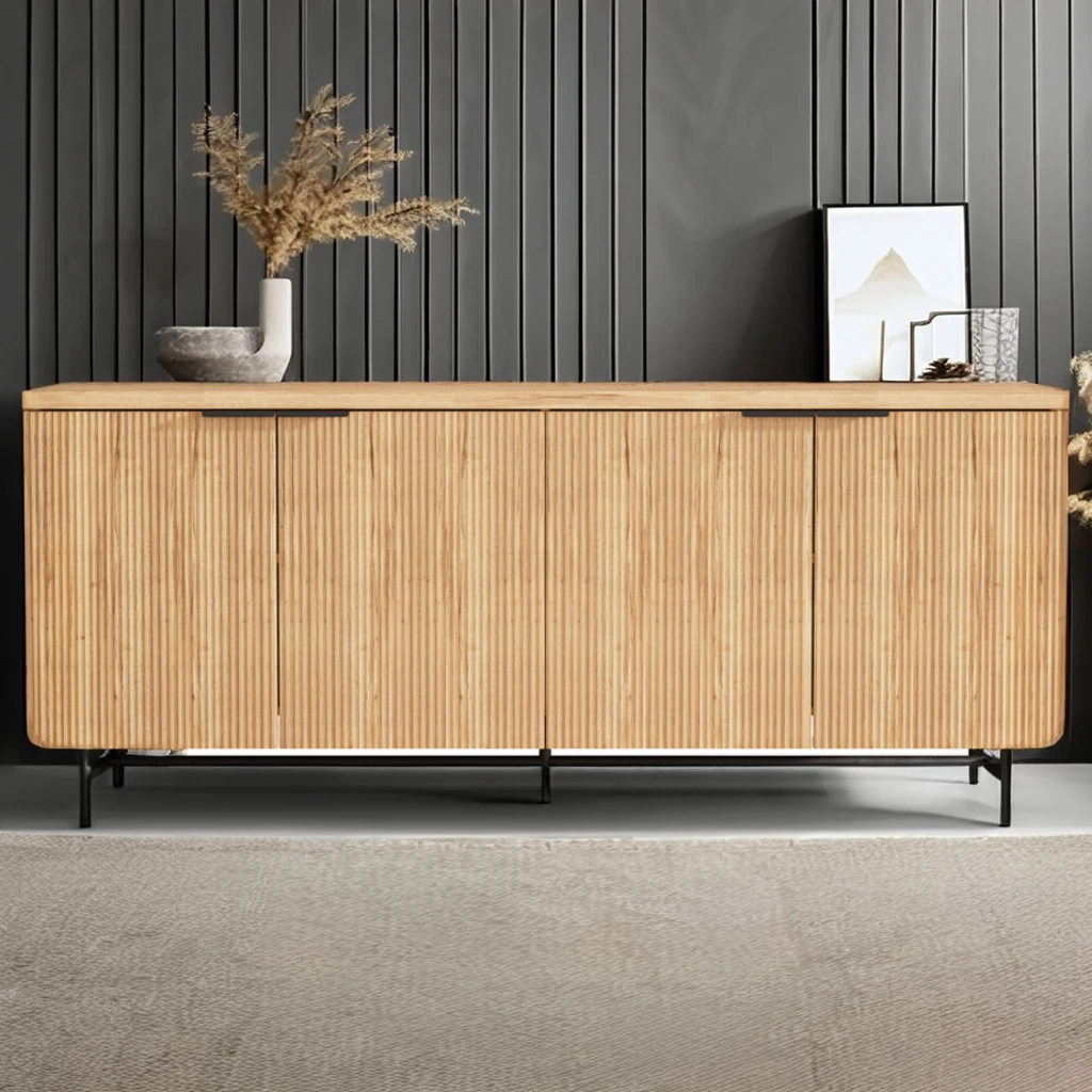Luxury Modern Metal Handle Wooden Buffet Nordic Style Storage Cabinet For Living Room Furniture