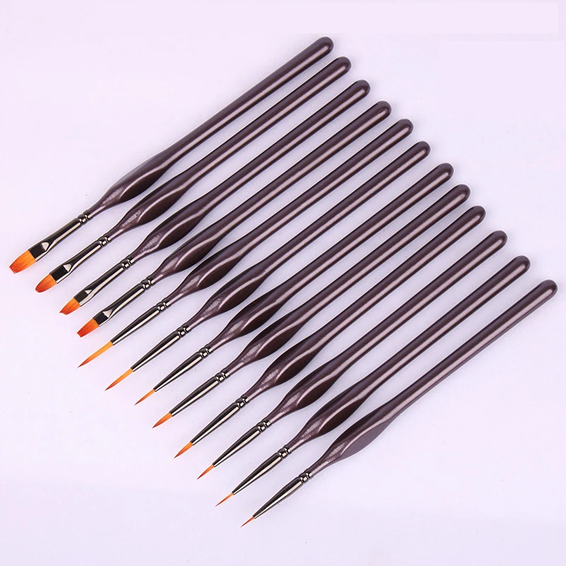 Art Supplies Detail Liner Paint Brush Set,6/9pcs Triangle Wooden Handle Drawing Brushes