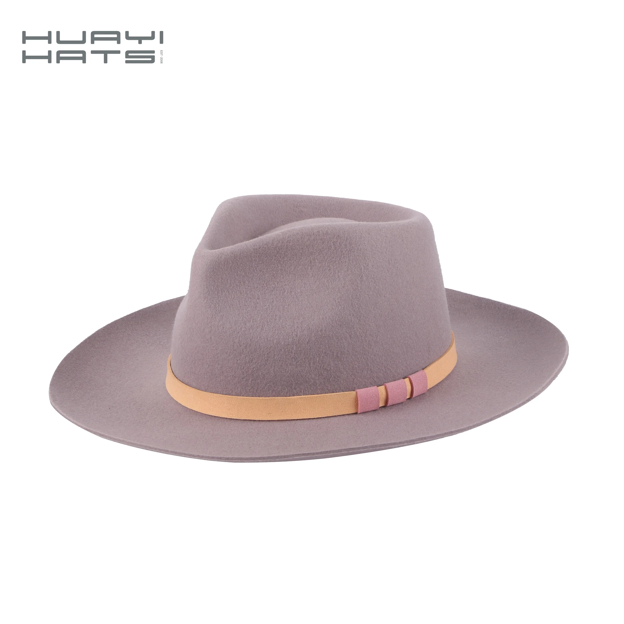HUAYI fashion hats with custom logo spring felt fedora hats Ready to  ship blank wide brim  hats