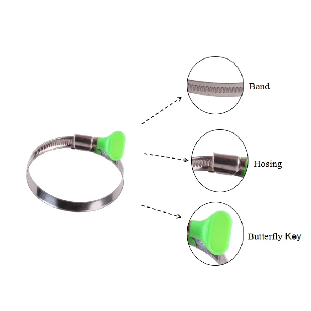 German Type Bandwidth Worm Drive Zebra Butterfly Tubing Hose Clamp