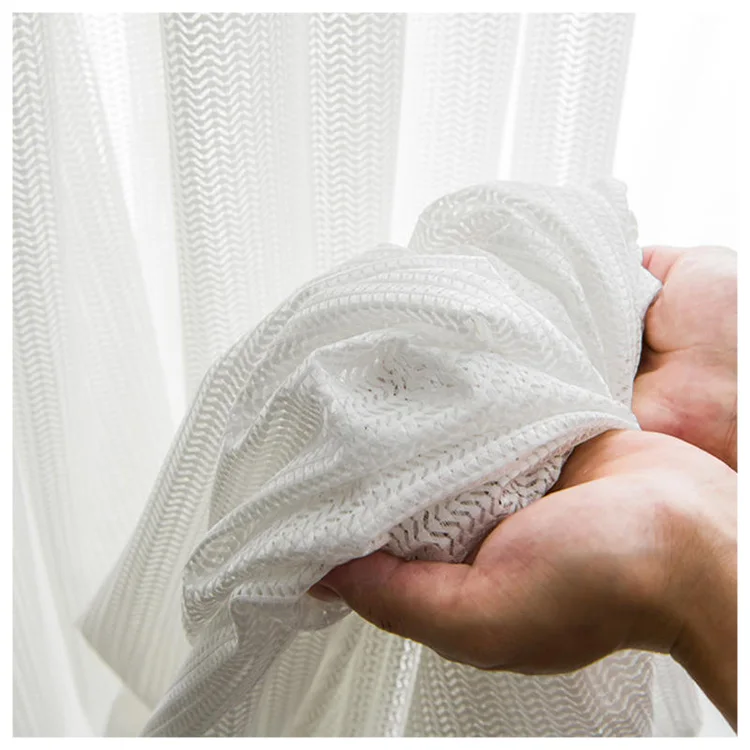 New Modern Fishbone White Sheer Voile Curtain Fabric Home Deco Fabric for the Living Room