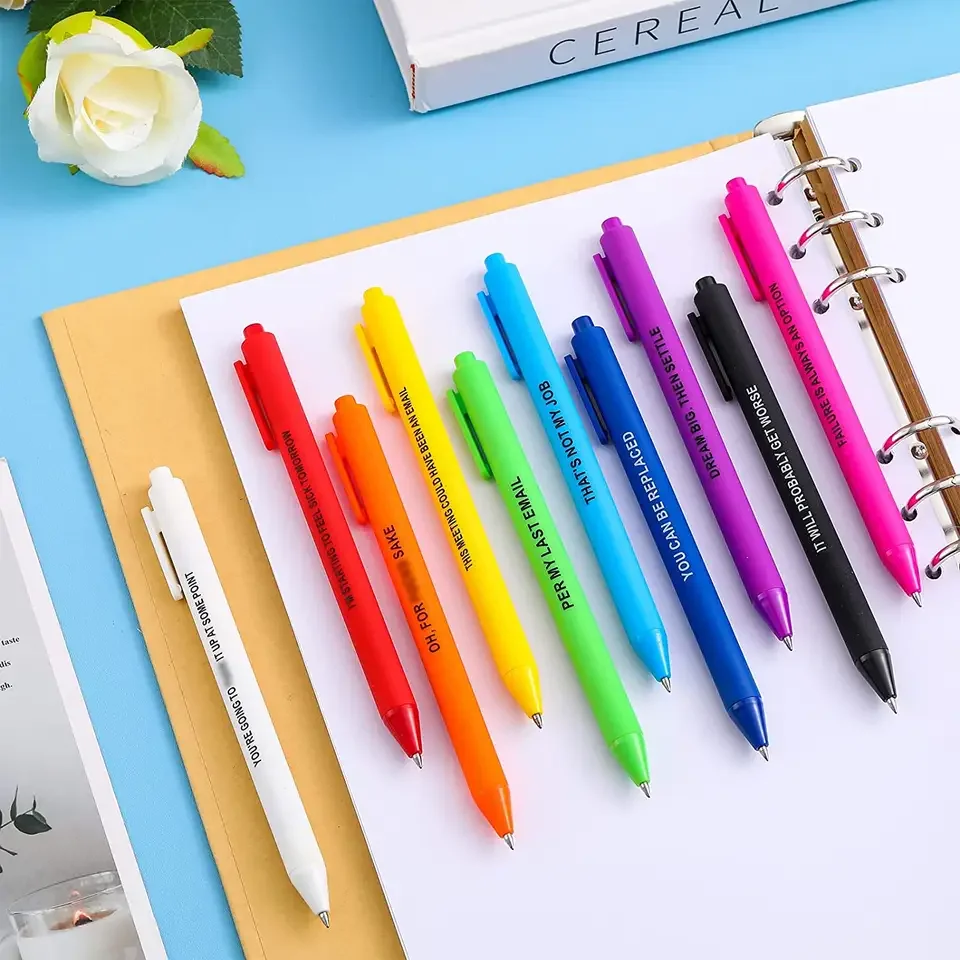 Retractable Gel Ink Pens Macarons Color Black Ink 0.5mm Extra Fine Point Plastic Pen Customize Emotional Printings