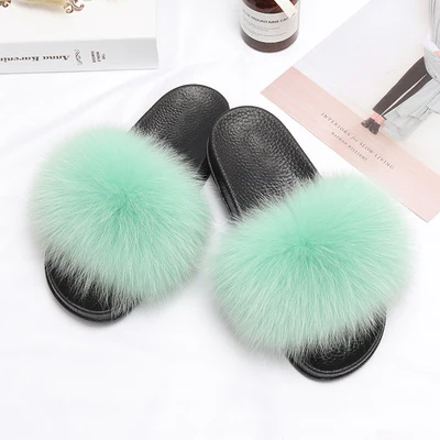 
Online Wholesale Pvc Sole Fur Slippers Fashion Sandals Women Real Fur Fluffy Slides indoor fur slippers 