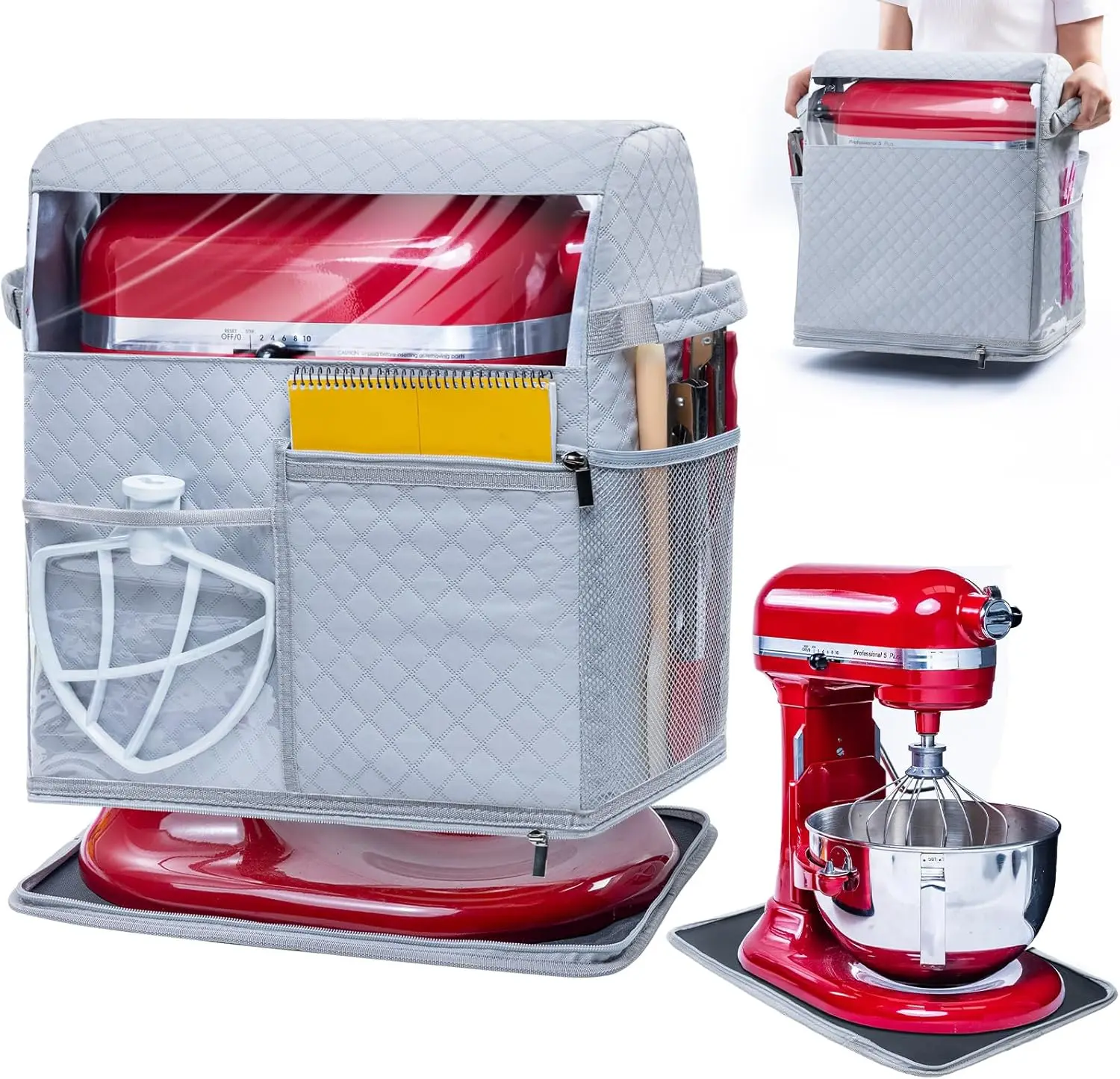 with KitchenAid Mixer-Storage Bag  with Pockets for Kitchen Aid Accessories and Attachments