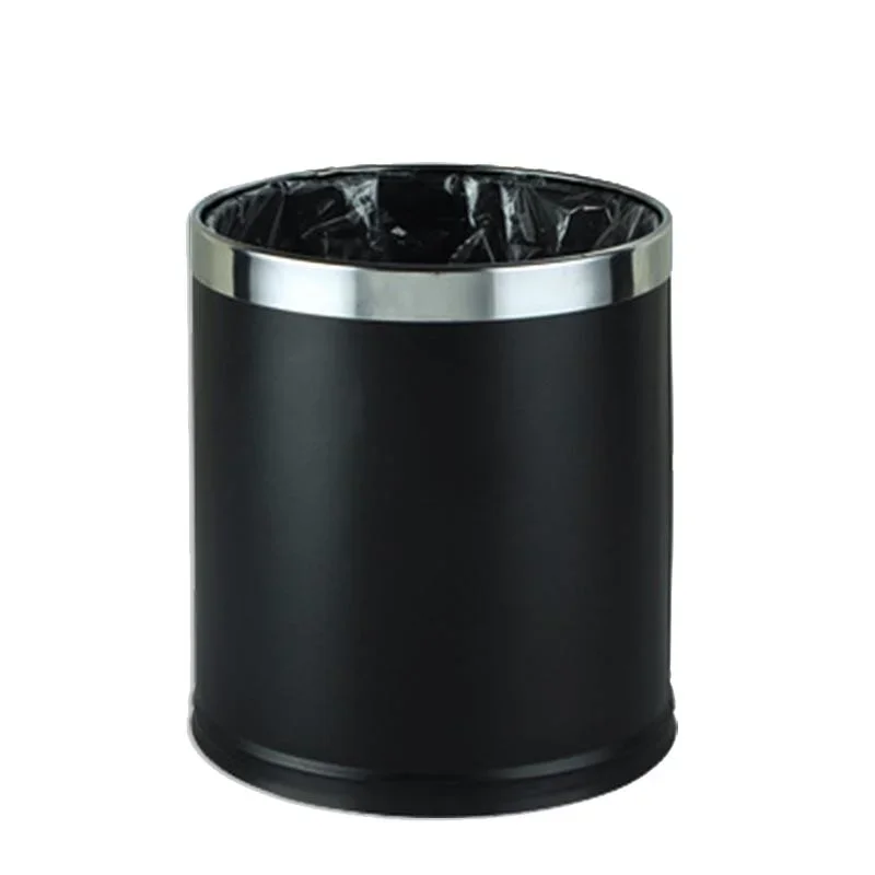 Commercial Factory Custom Luxury Hotel Waste Bins 10L Stainless Steel Round Dustbin Double Layer Trash Can