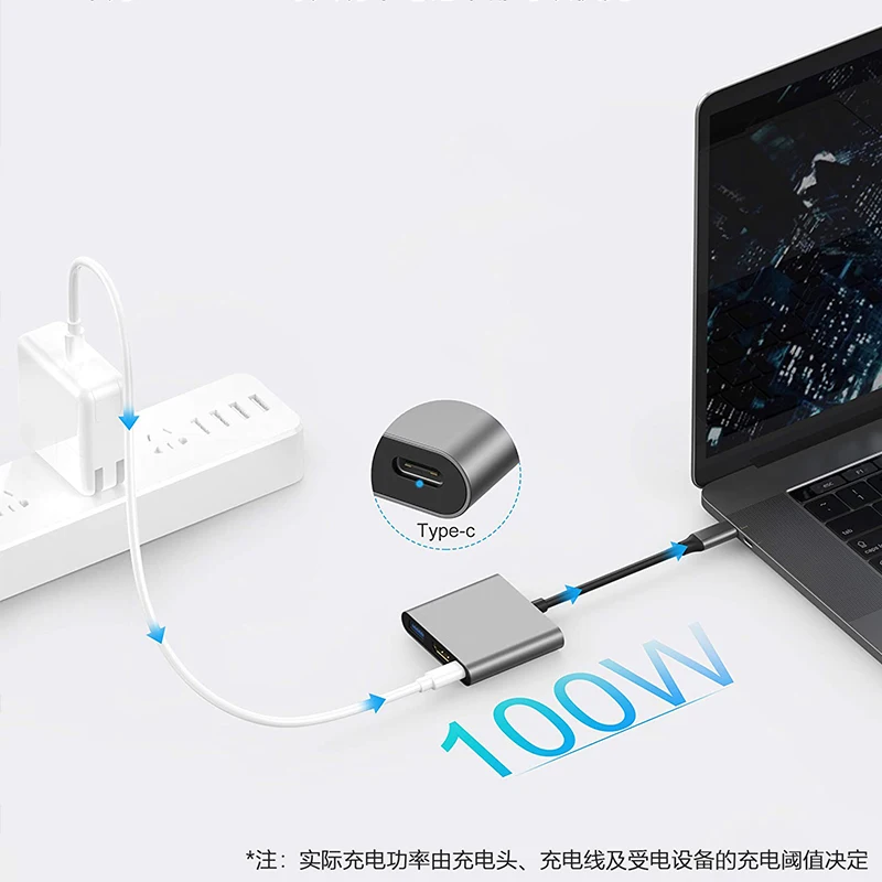 OEM 3 в 1 Usb C концентратор док-станция порта Тип до 4K HDMI 0 PD usb