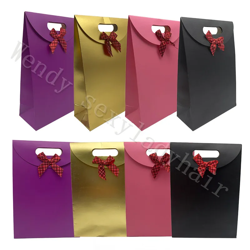 WY1 Customize Foldable Magnetic Ribbon Bow Luxury Gift Cardboard Shipping Mailer Paper Box For Wig