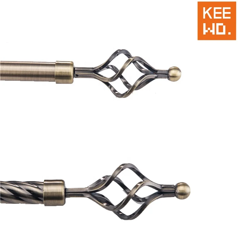 Keewo silver gold bronze anti brass copper 1 2M hot sale 28mm extendable curtain pipe rods from China factory