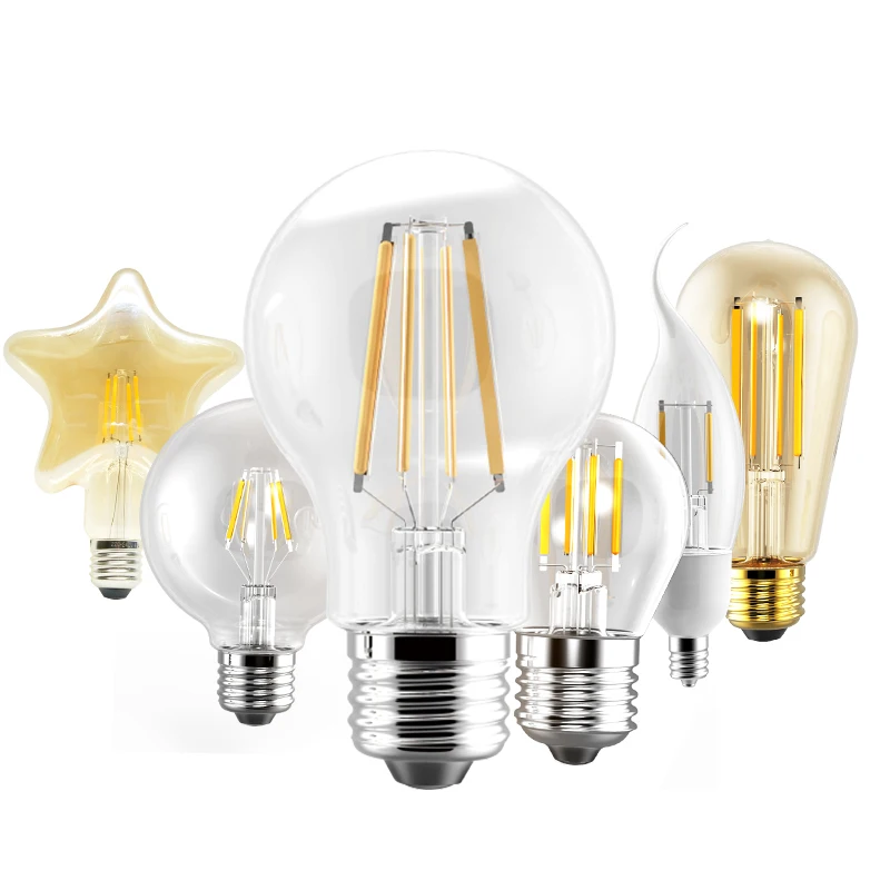 Woojong UL Wholesale LED Filament Bulb Good Quality 5.5W 8.8W 12.5W A19 120V E26 All Glass Decorative Bulb with AC Power Supply