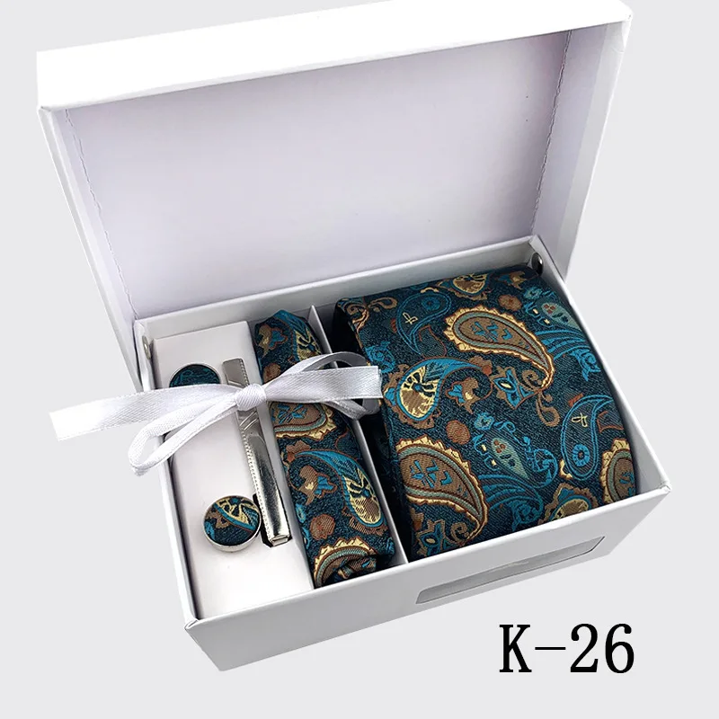 Gift box Solid Mens Skinny Ties Fashion Plain Ties Jacquard Woven Silk Ties for Mens Wedding Suits