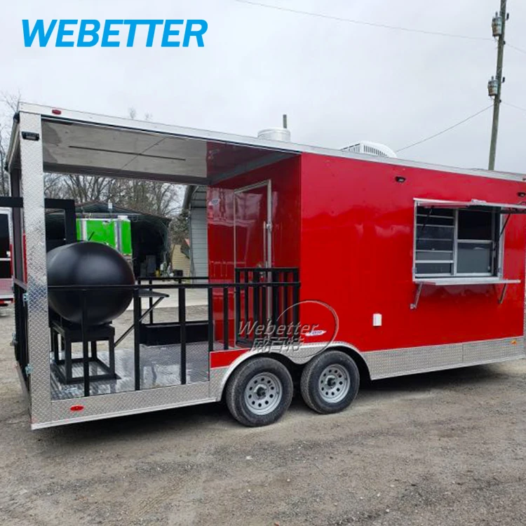 WEBETTER Barbecue Food Concession Trailer Mobile Small Deep Fryer Food Truck Food Trailers With Bbq Smoker Fully