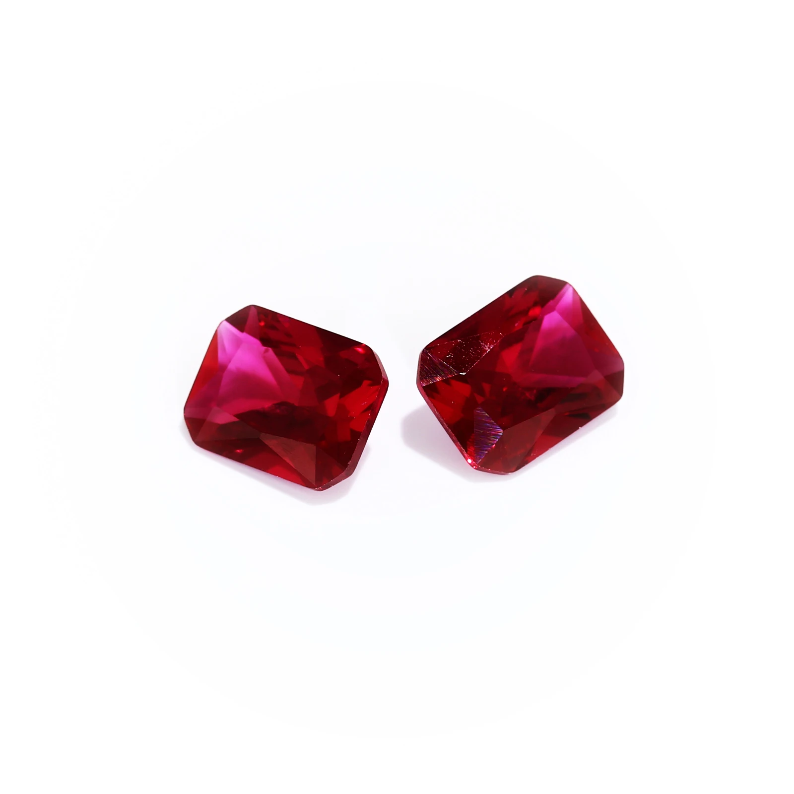 Megan wholesale Wuzhou Factory low price fancy Emerald Cut Loose Synthetic Red Ruby Stones 34# Synthetic Corundum Stones Gems