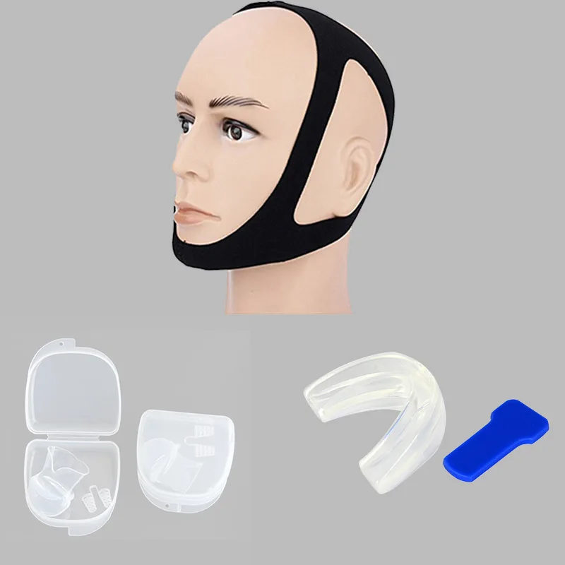 Hot sell 3-piece set Anti snore sleep deep guard stopper aid for device adjustable chin strap