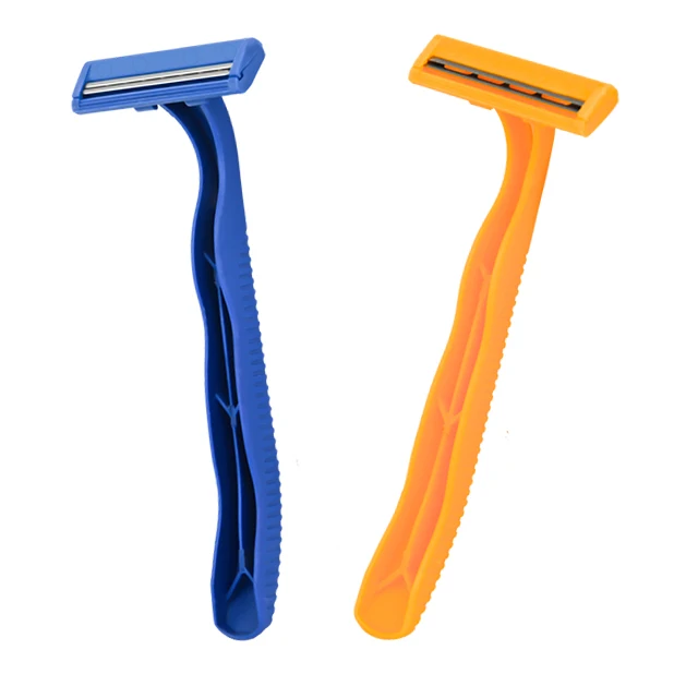 HW-B219G Haowell  twin 2 blade disposable  razor no lube hotel shaving razors 24pcs pack OEM