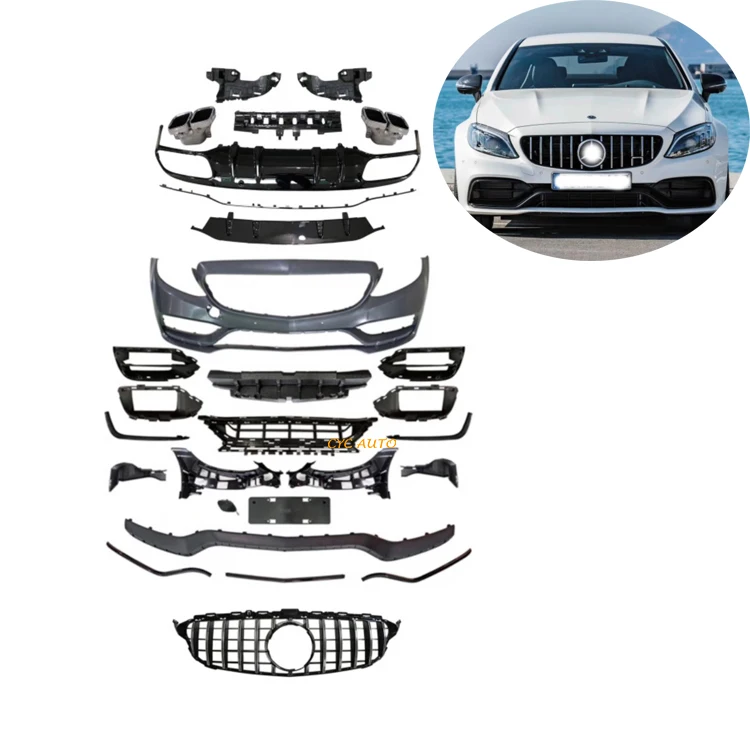 W205 new type bumper C63 bodykit for Mercedes Benz C Class C63 AMG facelifts body kit 2014 2019