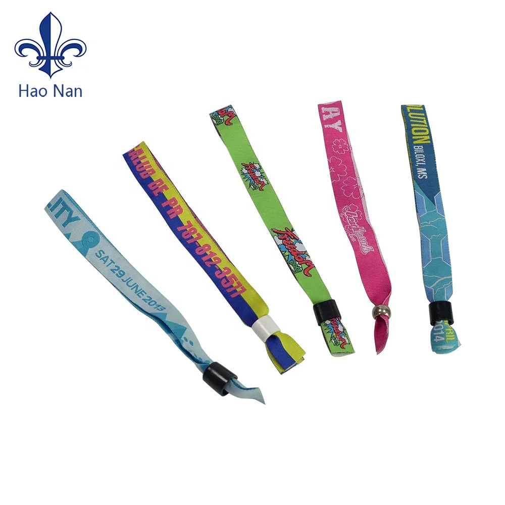 Custom polyester woven thread promotional wristbands fabric festival wristband