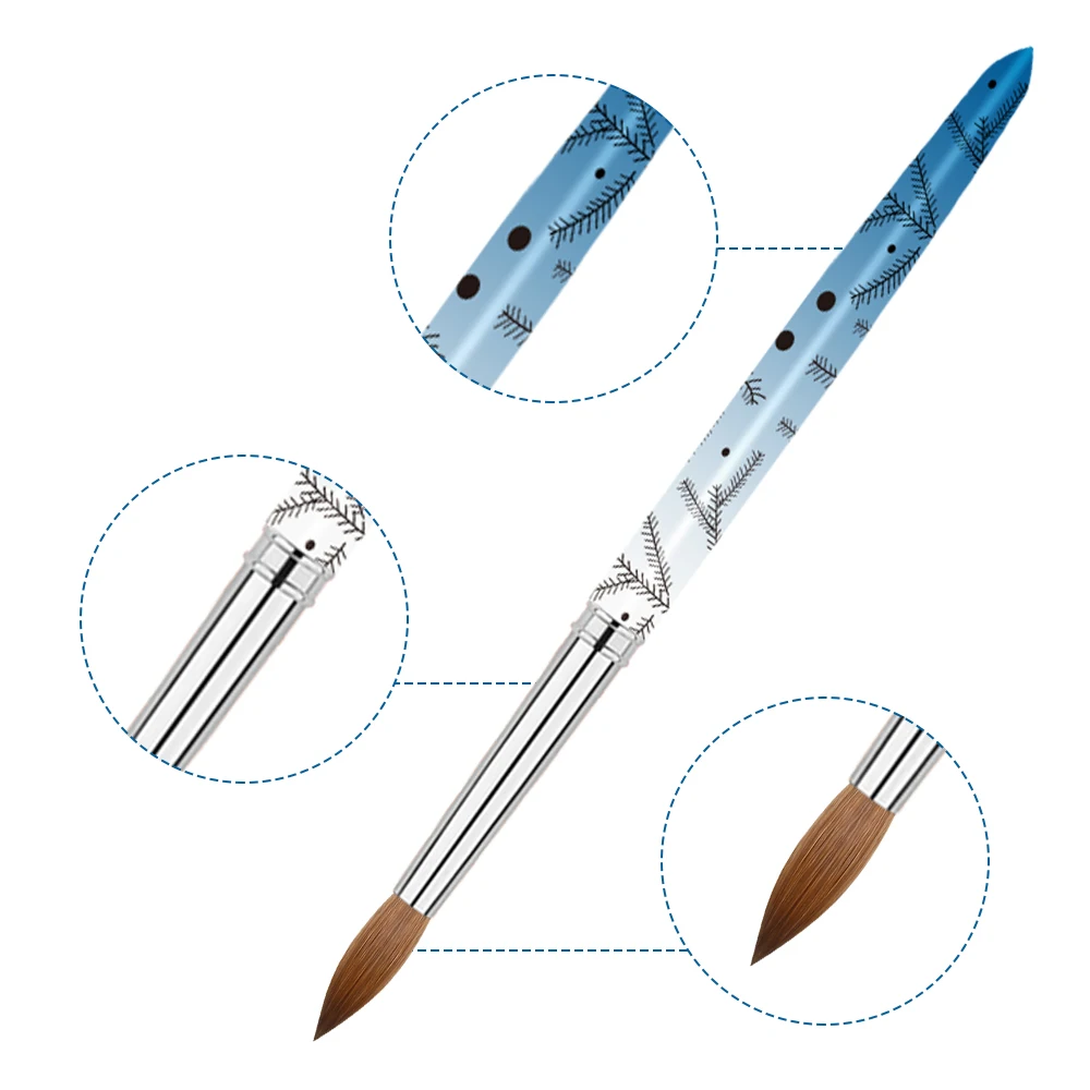 Custom Logo Hot Sale 100% Kolinsky Acrylic Nail Brushes Art Painting Drawing Tools Nail Art Brush Wholesale