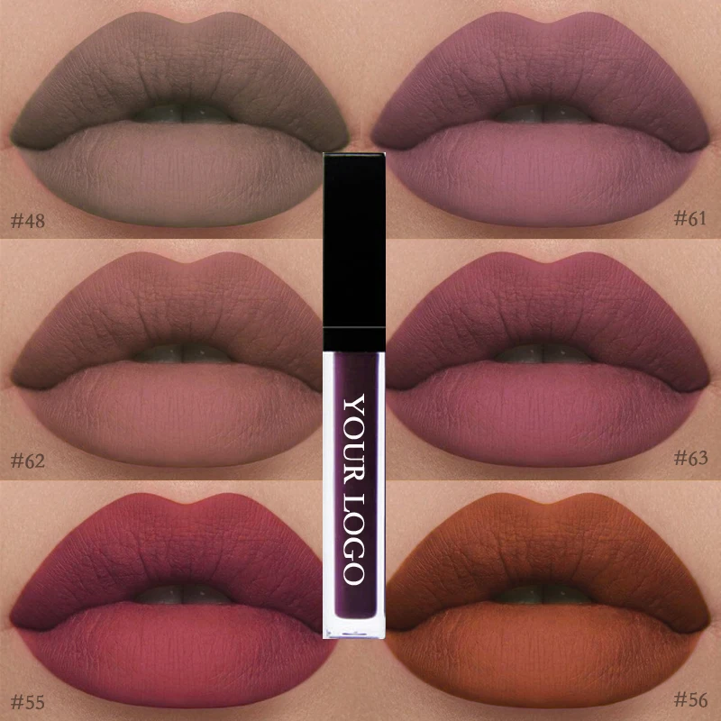 Низкий минимальный заказ, недорогой Поставщик Косметики, Матовая жидкая помада разных цветов, помада для веганов