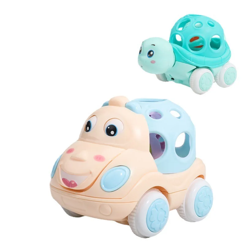 Preschool Learning Baby Car Toys for Infant, Soft Rubber Push and Go Toy,Toddler Rattle Roll Mini Car Toy Friction Toy Vehicle