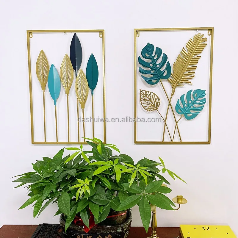 Colorful Leaves Iron Wall Modern Creative Living Room Sofa Background Wall Hanging Decorations Mosaic Wall Hanging Metal Crafts