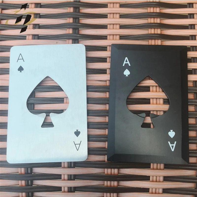Wholesale cheap stainless steel poker card metal beer bottle opener