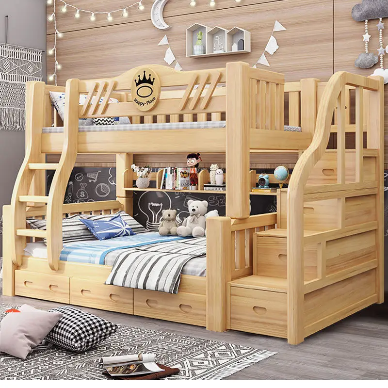 children kid beds with stairs cheap and durable safely solid wood beds for double student in dormitory  bunk bed