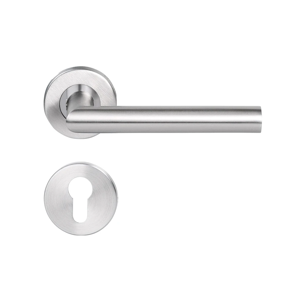 Hot Sale Factory Direct Stainless Steel Right Angle Tube Lever Round Rosette Door Lever Handle