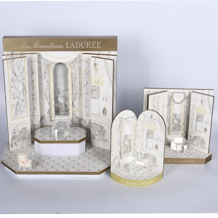 2022 Retail Countertop Acrylic Cylinder Cosmetic Skincare Products Display Rack Makeup LED Display Stand