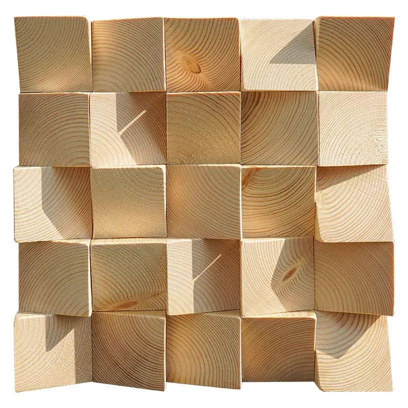 natural wood triangle mosaic wall tiles for hotel room office restaurant decoration