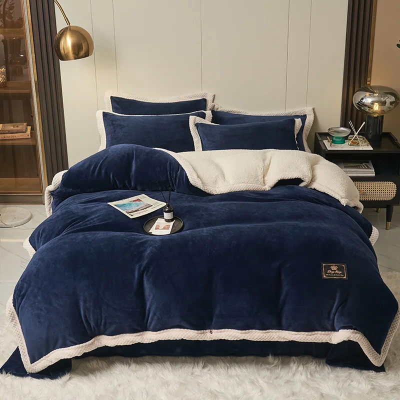 100% polyester microfiber Shaggy, Comforter Sets King Size 3 Pieces Ultra Soft Sherpa Reversible Bedding Faux FurComforter Set/