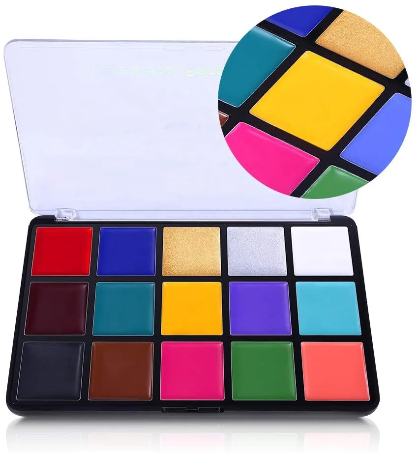 Professional 15 Colors FX Makeup Palette- Non Toxic Hypoallergenic Safe Facepaint for Halloween Cosplay Face Body Paint Oil