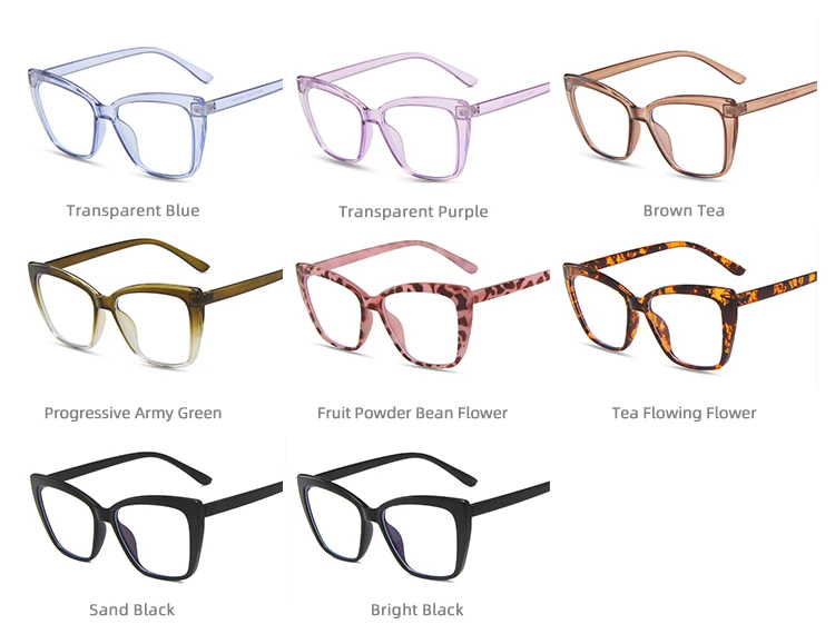 2023 new fashion glasses frame women blue light blocking glasses cat eye flat mirror European and American ins net red big frame