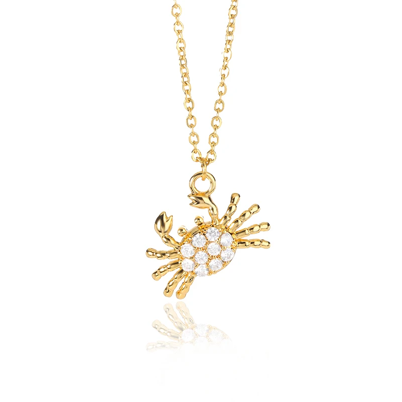 Модное ожерелье с кулоном в виде краба из кубического циркония, ювелирные изделия для женщин