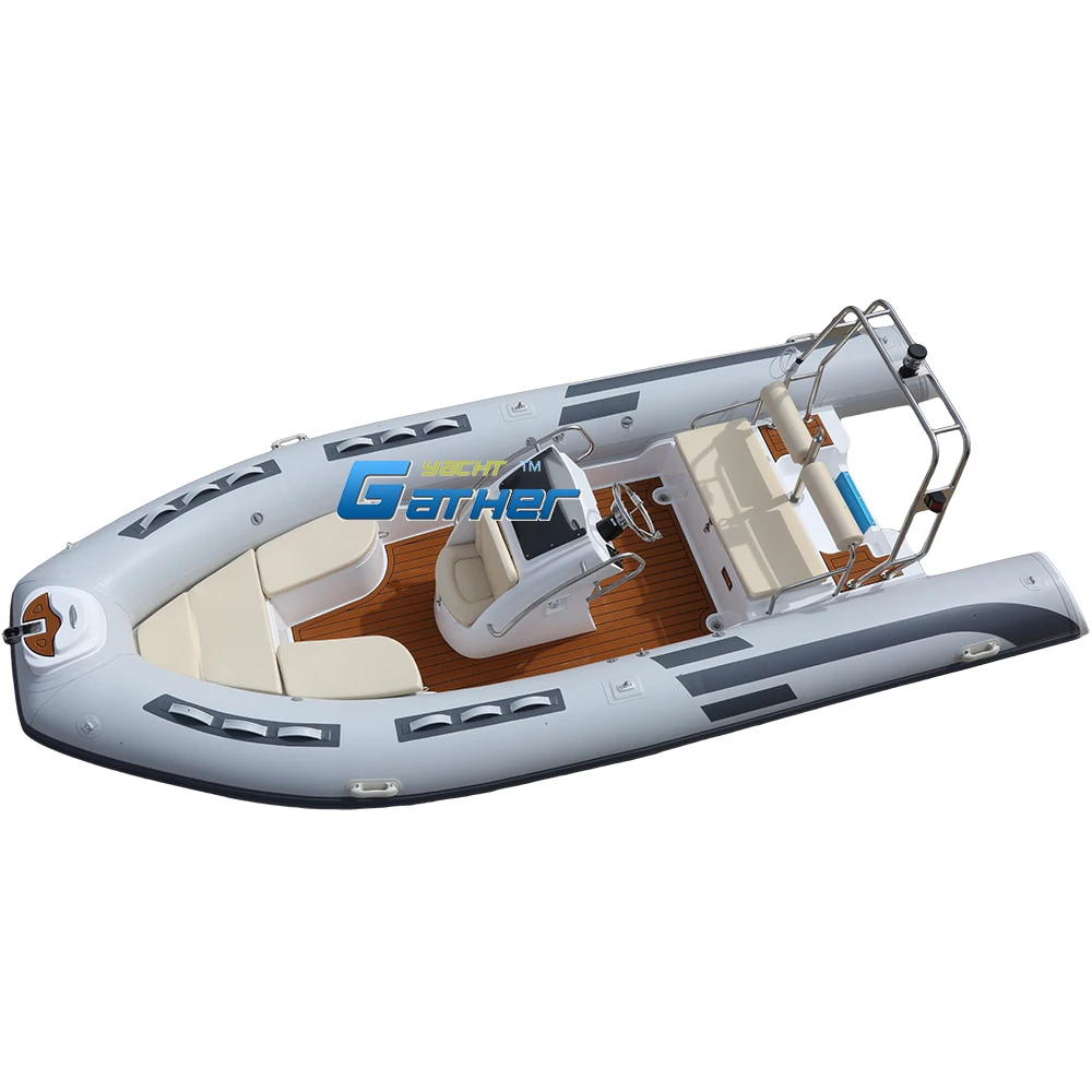 Europe 17ft Fiberglass Hull Inflatable Boat RIB520E Hypalon 8 Capacity With console,front sundeck,EVA floor and ss bar for sale
