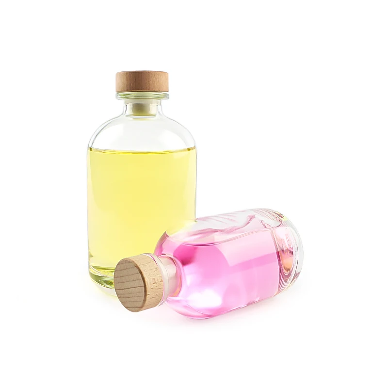 Clear Glass Bottles 12 oz 375ml for Wine Beverages Drinks with Cork Stopper Airtight Lid