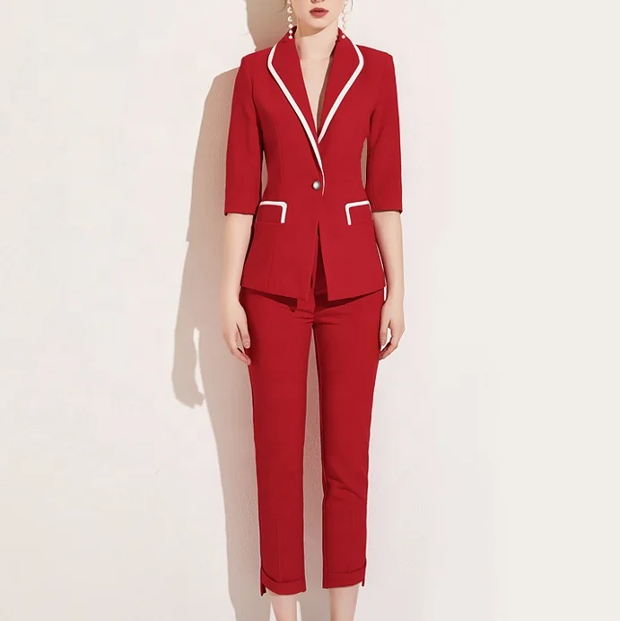 Custom Oem Blazers Two Piece Set Womens Business Wear Suits Ladies Suit Women Two Piece Pants Set Female Suites