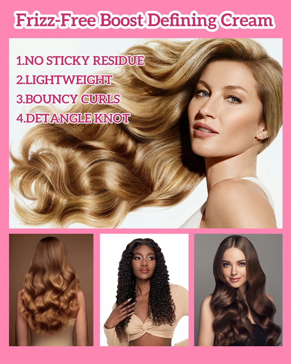 Private Label Natural Elastin Gel Curly Frizzy Hair Moisturizing Hair Styling Care Curling Cream for Curl Defining Enhancing